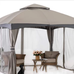 Gazebo Parts Direct 11' X 11' Gazebos Patio Garden Gazebo With Mosquito Netting, Double Soft-top (Light Gr Catalog