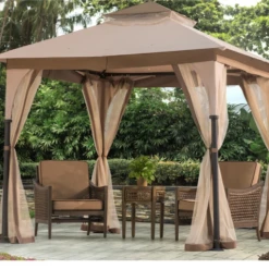 Gazebo Parts Direct Khaki Replacement Mosquito Netting For Bardine Gazebo (9X9 Ft) L-GZ375PST Sold At Rona/Target
