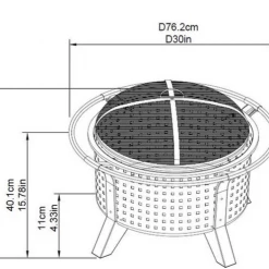 Gazebo Parts Direct Catalog 30 In. Woven Round Wood Burning Firepit With Tool