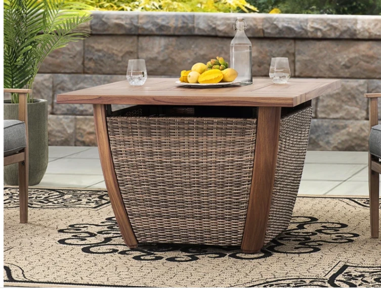 Gazebo Parts Direct Catalog Outdoor Patio Propane Burning Brown All-weather Wicker Fire Pit Table