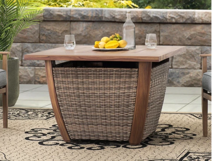 Gazebo Parts Direct Catalog Outdoor Patio Propane Burning Brown All-weather Wicker Fire Pit Table
