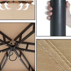 Gazebo Parts Direct 10'x10' Gazebos For Patios, Outdoor Hexagonal Gazebo With Netting And Privacy Curtains For Garden, Patio, Backyard