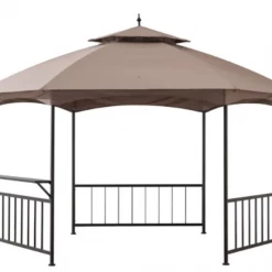 Gazebo Parts Direct Sunjoy Khaki Replacement Canopy (Deluxe Version) For Madison Pavilion Hex Shape Soft Top Gazebo (11x13 FT) D-GZ076PST-D Sold At Amazon