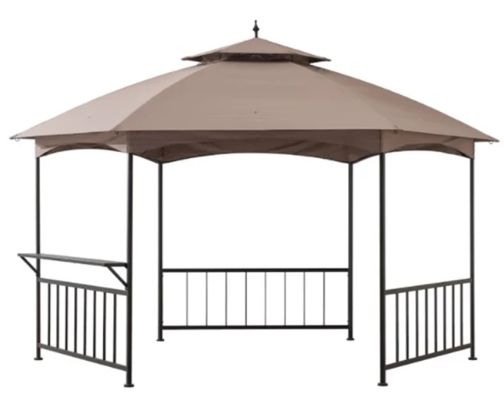 Gazebo Parts Direct Sunjoy Khaki Replacement Canopy (Deluxe Version) For Madison Pavilion Hex Shape Soft Top Gazebo (11x13 FT) D-GZ076PST-D Sold At Amazon