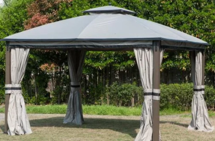 Gazebo Parts Direct Light Gray Replacement Curtain Set For Shadow Creek Gazebo (10 Ft. X 12 Ft. ) L-GZ1140PST-C1 Sold At Big Lots