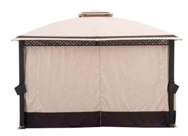 Gazebo Parts Direct Sunjoy Beige+Dark Brown Replacement Curtain For Clarkson V2 Gazebo (10x12 FT) A101014701 Sold At BJ Catalog