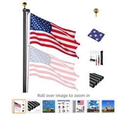 Gazebo Parts Direct Catalog 25 Ft Aluminum Black Anodized Sectional Flagpole With 3x5 Ft US Flag Gold Ball Outdoor Heavy Duty 15 Gauge