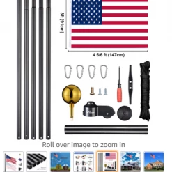 Gazebo Parts Direct Catalog 25 Ft Aluminum Black Anodized Sectional Flagpole With 3x5 Ft US Flag Gold Ball Outdoor Heavy Duty 15 Gauge