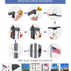 Gazebo Parts Direct Catalog 25 Ft Aluminum Black Anodized Sectional Flagpole With 3x5 Ft US Flag Gold Ball Outdoor Heavy Duty 15 Gauge