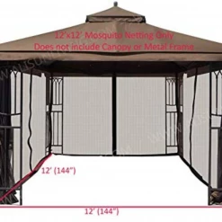 Gazebo Parts Direct Universal 12' X 12' Gazebo Mosquito Netting (Brown)