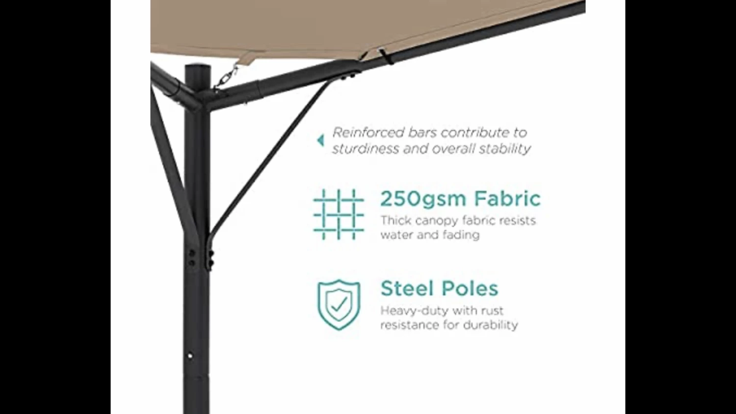 Gazebo Parts Direct BEST 12 X 12 Ft Outdoor Patio Swan Gazebo Canopy For Backyard, Iron, 250gsm Polyester Canopy, Beige