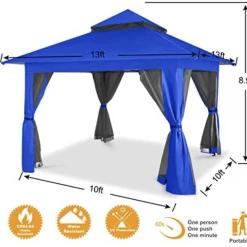 Gazebo Parts Direct Catalog 13'x13' Gazebo Tent Outdoor Pop Up Gazebo Canopy Shelter With Mosquito Netting (Blue)