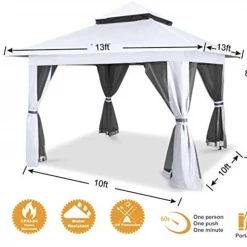 Gazebo Parts Direct 13'x13' Gazebo Tent Outdoor Pop Up Gazebo Canopy Shelter With Mosquito Netting (White)