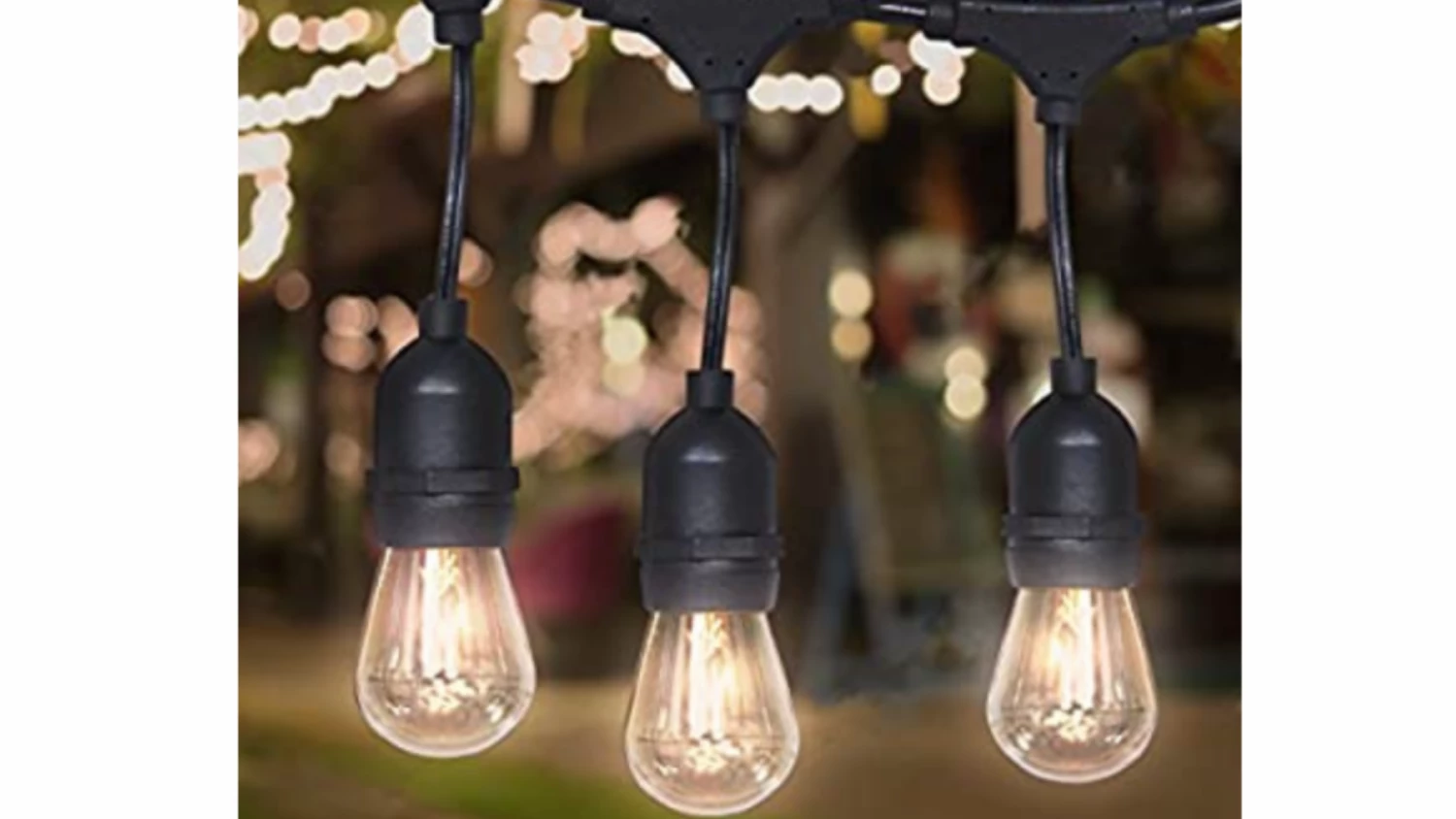 Gazebo Parts Direct Outdoor Commercial Grade 24-Foot Weatherproof Hanging Patio String Lights W/Energy Efficient Design, Black Catalog