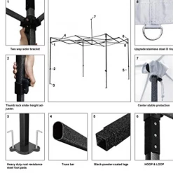 Gazebo Parts Direct Catalog Canopy 10x10 Pop Up Canopies Commercial Tents Market Stall With 6 Removable Sidewalls And Roller Bag Bonus 4 Weight Bags And 10ft Screen Netting And Half Wall, White