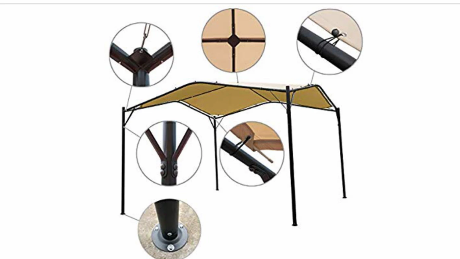 Gazebo Parts Direct BEST 12 X 12 Ft Outdoor Patio Swan Gazebo Canopy For Backyard, Iron, 250gsm Polyester Canopy, Beige