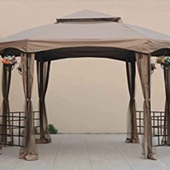 Gazebo Parts Direct Sunjoy 110109111 Original Replacement Canopy For Sienna Gazebo (10X12 Ft) L-GZ240PST-A Sold At BigLots, Khaki