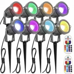 Gazebo Parts Direct Catalog Landscape Lighting 6W RGB Remote Control LED Landscape Lights 12V Waterproof Color-Changing Decorative Lights For Indoors Outdoors(8 Pack)
