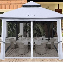 Gazebo Parts Direct 13'x13' Gazebo Tent Outdoor Pop Up Gazebo Canopy Shelter With Mosquito Netting (White)