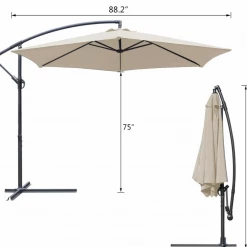 Gazebo Parts Direct Offset Umbrella 10FT Cantilever Patio Hanging Umbrella Outdoor Market Umbrella With Crank And Cross Base (Beige) Catalog