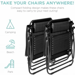 Gazebo Parts Direct Catalog Set Of Two Adjustable Zero Gravity Lounge Chair Recliners For Patio, Pool W/Cup Holders -