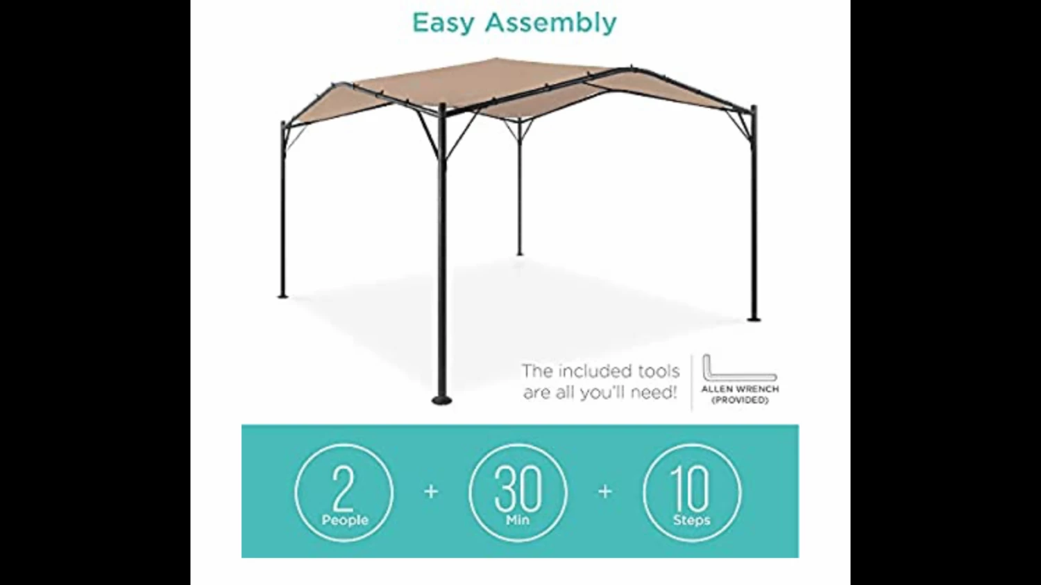 Gazebo Parts Direct BEST 12 X 12 Ft Outdoor Patio Swan Gazebo Canopy For Backyard, Iron, 250gsm Polyester Canopy, Beige