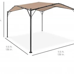 Gazebo Parts Direct BEST 12 X 12 Ft Outdoor Patio Swan Gazebo Canopy For Backyard, Iron, 250gsm Polyester Canopy, Beige