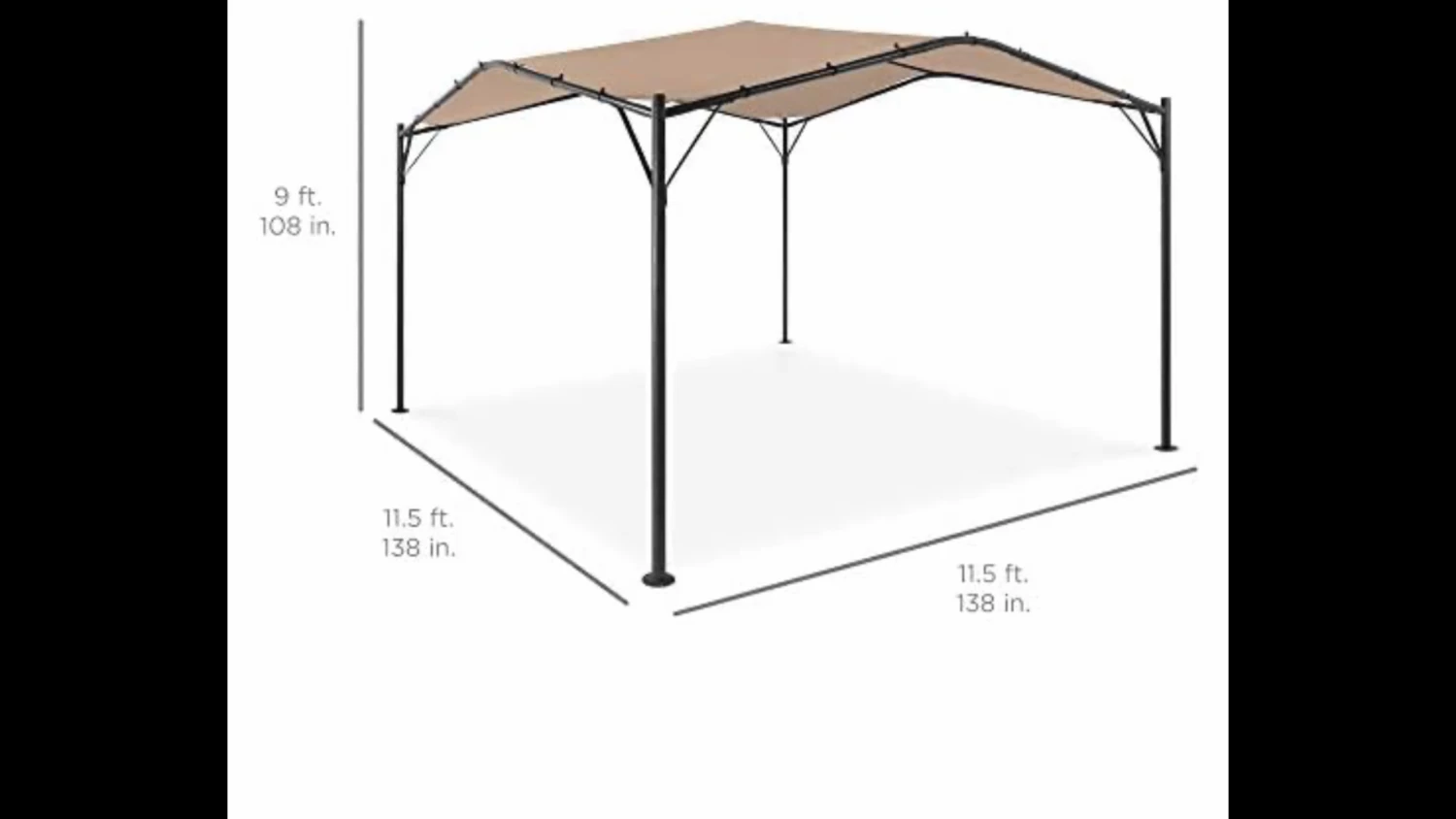 Gazebo Parts Direct BEST 12 X 12 Ft Outdoor Patio Swan Gazebo Canopy For Backyard, Iron, 250gsm Polyester Canopy, Beige