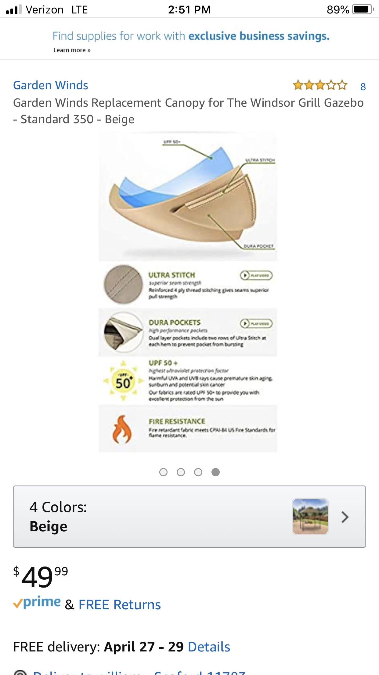 Gazebo Parts Direct Catalog Replacement Canopy For The Windsor Grill Gazebo - Standard 350 - Beige