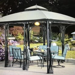 Gazebo Parts Direct Catalog Original Replacement Canopy For Somerset Gazebo (10X12 Ft) L-GZ212PCO-B Sold At BigLots, Dark Grey