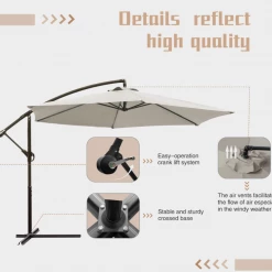 Gazebo Parts Direct Offset Umbrella 10FT Cantilever Patio Hanging Umbrella Outdoor Market Umbrella With Crank And Cross Base (Beige) Catalog