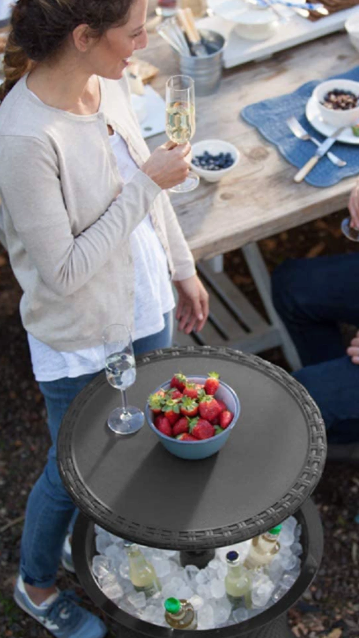 Gazebo Parts Direct Catalog COOLER TIKI BAR Outdoor Patio Furniture And Hot Tub Side Table With 7.5 Gallon Beer And Wine Cooler