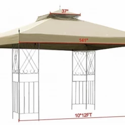 Gazebo Parts Direct 2 Tier 12x10' Gazebo Canopy Top Cover Replacement For Sunjoy L-GZ288PST-4H