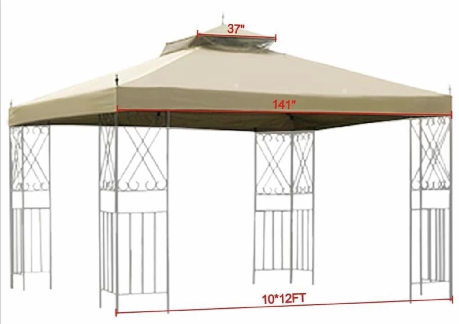 Gazebo Parts Direct 2 Tier 12x10' Gazebo Canopy Top Cover Replacement For Sunjoy L-GZ288PST-4H