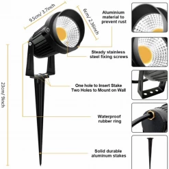 Gazebo Parts Direct 10W Landscape Lights 12V 24V 1000LM Warm White Low Voltage LED Waterproof Outdoor Lights (10Pack)