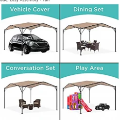 Gazebo Parts Direct BEST 12 X 12 Ft Outdoor Patio Swan Gazebo Canopy For Backyard, Iron, 250gsm Polyester Canopy, Beige
