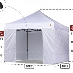 Gazebo Parts Direct Catalog Canopy 10x10 Pop Up Canopies Commercial Tents Market Stall With 6 Removable Sidewalls And Roller Bag Bonus 4 Weight Bags And 10ft Screen Netting And Half Wall, White