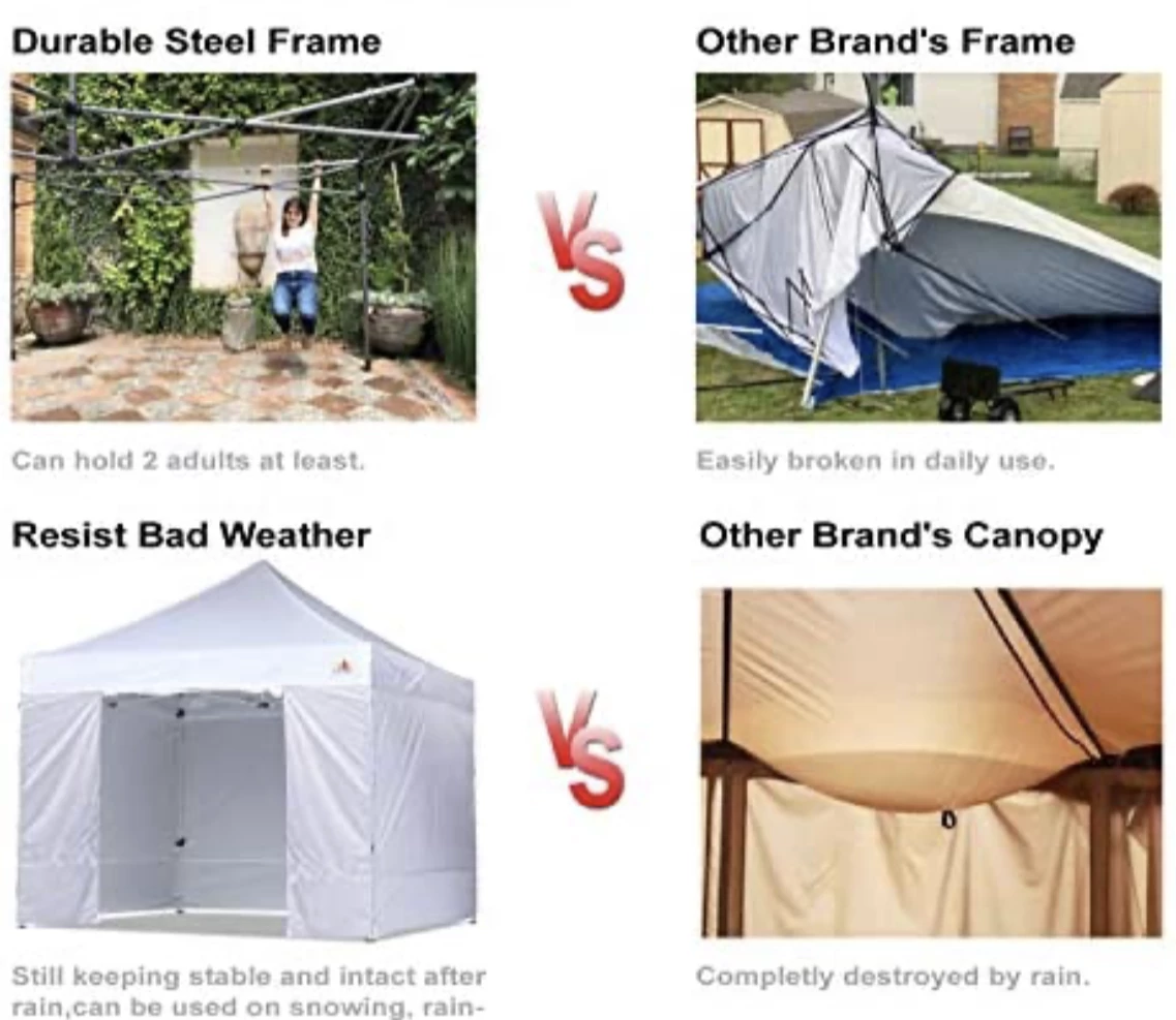 Gazebo Parts Direct Catalog Canopy 10x10 Pop Up Canopies Commercial Tents Market Stall With 6 Removable Sidewalls And Roller Bag Bonus 4 Weight Bags And 10ft Screen Netting And Half Wall, White