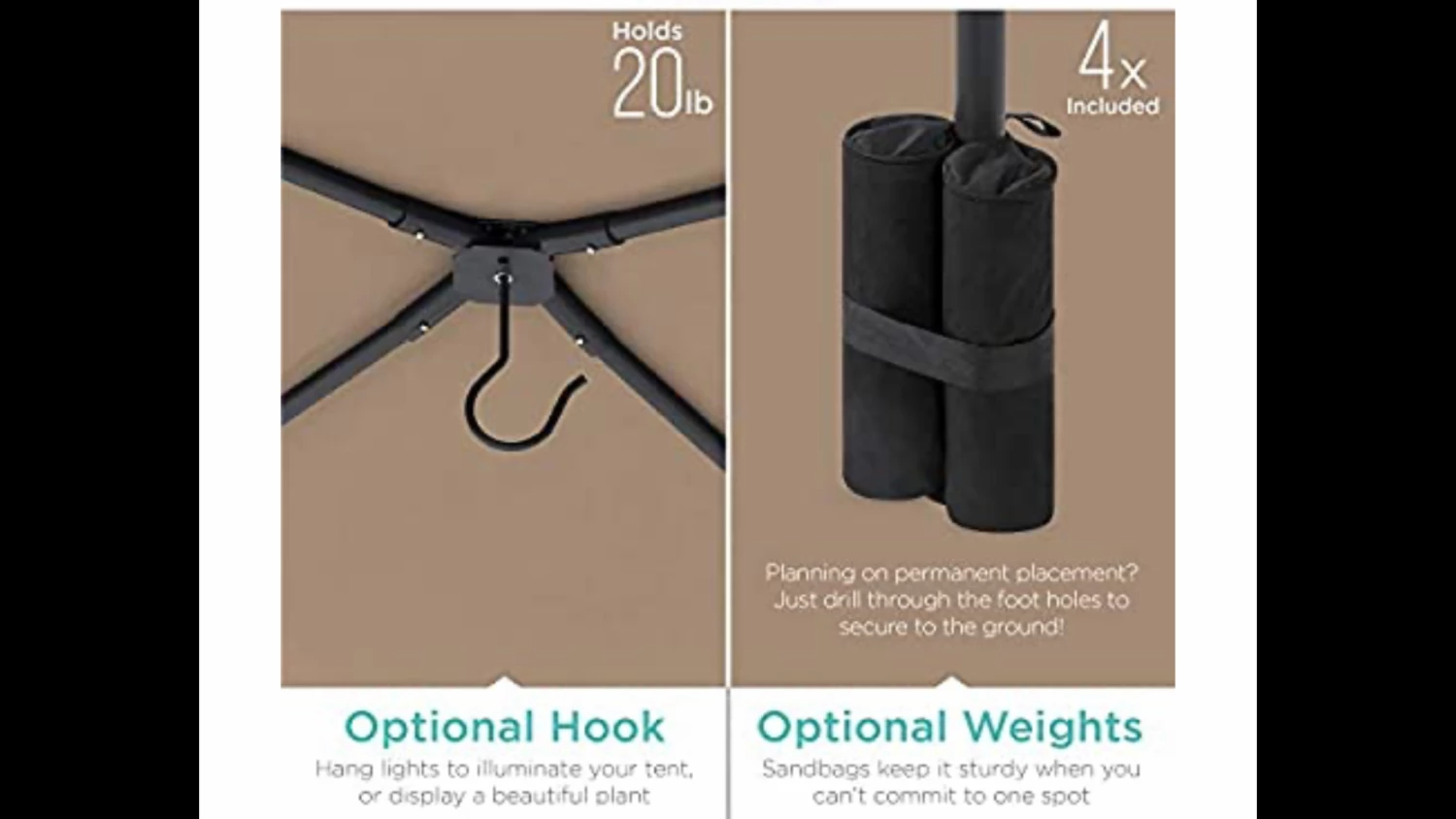 Gazebo Parts Direct BEST 12 X 12 Ft Outdoor Patio Swan Gazebo Canopy For Backyard, Iron, 250gsm Polyester Canopy, Beige