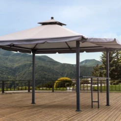Gazebo Parts Direct Sunjoy Beige Replacement Canopy (Deluxe Version) For Gazebo With Awning (10X10 Ft) L-GZ1023PST-A Sold At Menards Catalog
