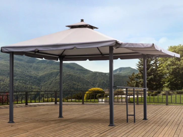 Gazebo Parts Direct Sunjoy Beige Replacement Canopy (Deluxe Version) For Gazebo With Awning (10X10 Ft) L-GZ1023PST-A Sold At Menards Catalog