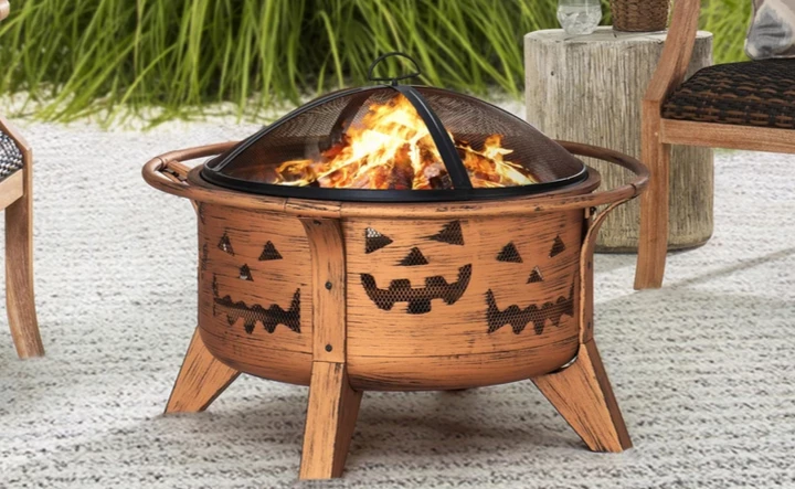 Gazebo Parts Direct HALLOWEEN 30 In. Jack-o-lantern Round Wood Burning Firepit With Poker Catalog