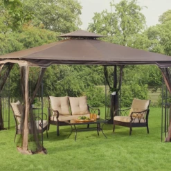Gazebo Parts Direct Sunjoy Light Brown Replacement Canopy For Regency II Gazebo (10x12 FT) L-GZ798PST-E Sold At OSJ