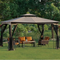 Gazebo Parts Direct Sunjoy Light Brown Replacement Canopy For Regency II Gazebo (10x12 FT) L-GZ798PST Sold At OSJ