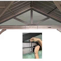 Gazebo Parts Direct Catalog Gazebo Mosquito Netting With Slider Rail For Allen + Roth Model #GF-18S112B Wood Looking Hand Paint Metal Square Semi- Gazebo (Screen Net ONLY) (Screen Net With Metal Slider Rail, Black-1)