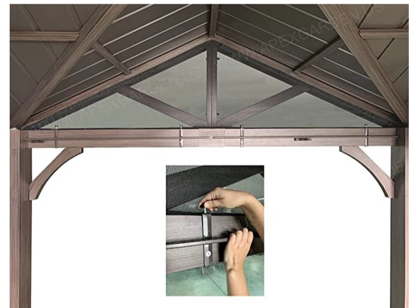 Gazebo Parts Direct Catalog Gazebo Mosquito Netting With Slider Rail For Allen + Roth Model #GF-18S112B Wood Looking Hand Paint Metal Square Semi- Gazebo (Screen Net ONLY) (Screen Net With Metal Slider Rail, Black-1)