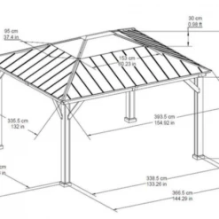 Gazebo Parts Direct Sunjoy Outdoor Patio 11 Ft. X 13 Ft. Cedar Framed Gazebo With Brown Steel And Polycarbonate Hip Roof Hardtop