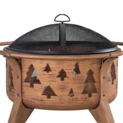 FIREPLACE Catalog 30 In. Tree Motif Round Wood Burning Firepit