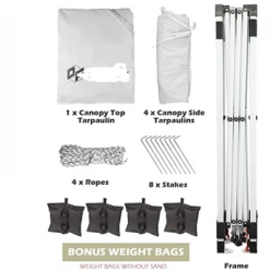 Gazebo Parts Direct Canopy 10'x10' Pop Up Commercial Instant Gazebo Tent, Fully Waterproof, Outdoor Party Canopies With 4 Removable Zippered Sidewalls, Stakes X8, Ropes X4 (Black, 10x10FT) Catalog