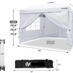 Gazebo Parts Direct Canopy 10'x10' Pop Up Commercial Instant Gazebo Tent, Fully Waterproof, Outdoor Party Canopies With 4 Removable Zippered Sidewalls, Stakes X8, Ropes X4 (Black, 10x10FT) Catalog